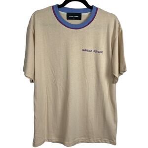 HOMME + FEMME Logo Tee Shirt Sand Blue Purple Size S NWOT  Streetwear Casual